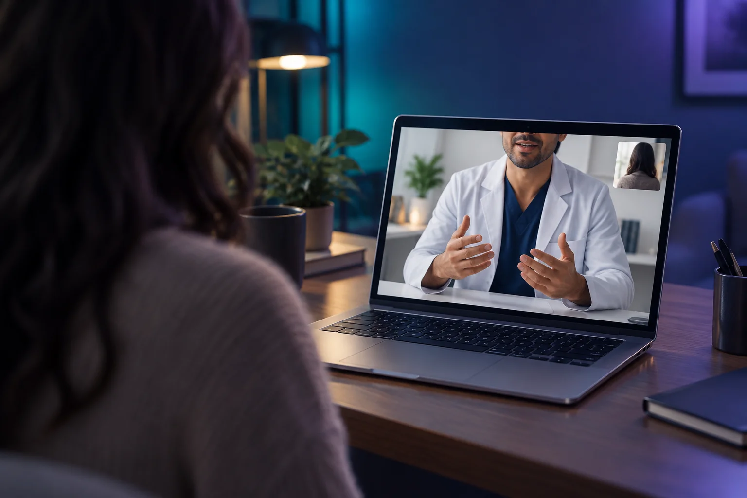 Patient on a video visit with a licensed provider